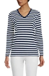 Lands' End Relaxed Supima Cotton Long Sleeve V-neck T-shirt In Multi