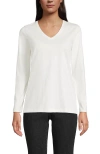 Lands' End Relaxed Supima Cotton Long Sleeve V-neck T-shirt In White