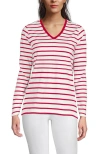 Lands' End Relaxed Supima Cotton Long Sleeve V-neck T-shirt In White