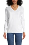 Lands' End Relaxed Supima Cotton Long Sleeve V-neck T-shirt In White