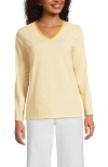 Lands' End Relaxed Supima Cotton Long Sleeve V-neck T-shirt In Yellow