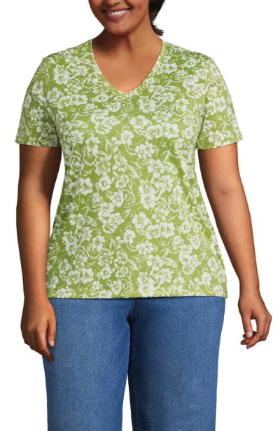 Lands' End Relaxed Supima Cotton V-neck T-shirt In Green