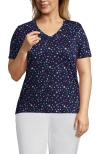 Lands' End Relaxed Supima Cotton V-neck T-shirt In Blue