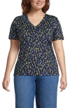 Lands' End Relaxed Supima Cotton V-neck T-shirt In Blue