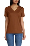 Lands' End Relaxed Supima Cotton V-neck T-shirt In Brown