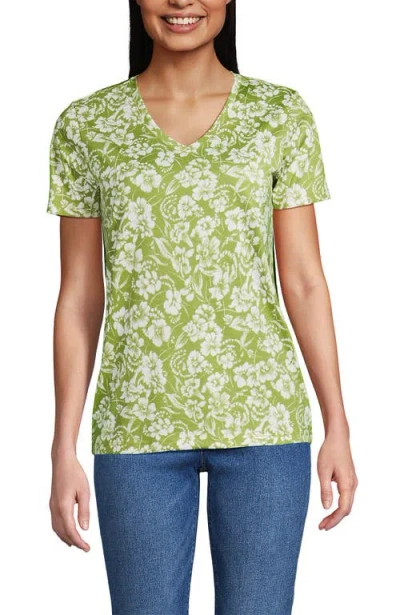 Lands' End Relaxed Supima Cotton V-neck T-shirt In Green
