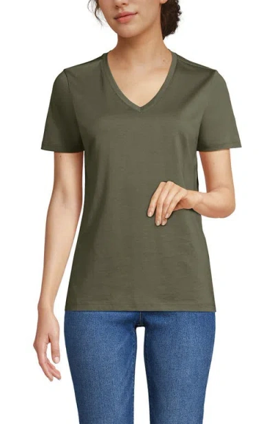 Lands' End Relaxed Supima Cotton V-neck T-shirt In Green
