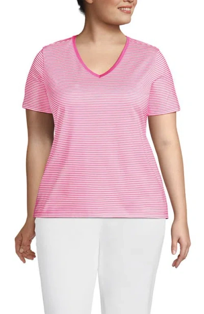 Lands' End Relaxed Supima Cotton V-neck T-shirt In Pink