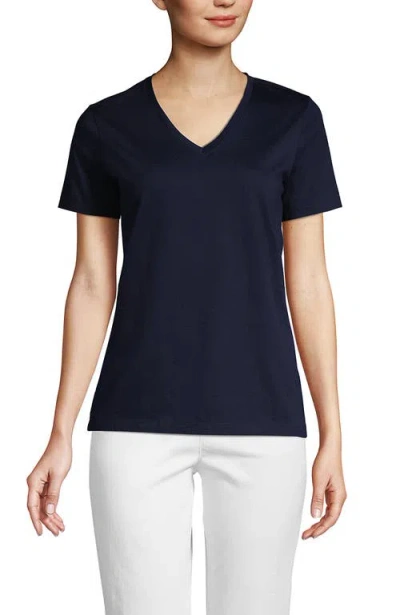 Lands' End Relaxed Supima Cotton V-neck T-shirt In Radiant Navy