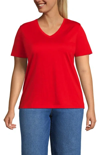Lands' End Relaxed Supima Cotton V-neck T-shirt In Red