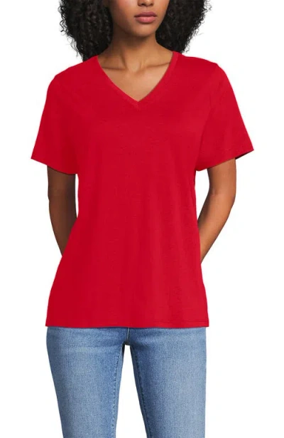 Lands' End Relaxed Supima Cotton V-neck T-shirt In Red