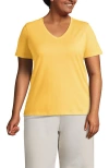 Lands' End Plus Size Relaxed Supima Cotton V-neck T-shirt In Simply Yellow