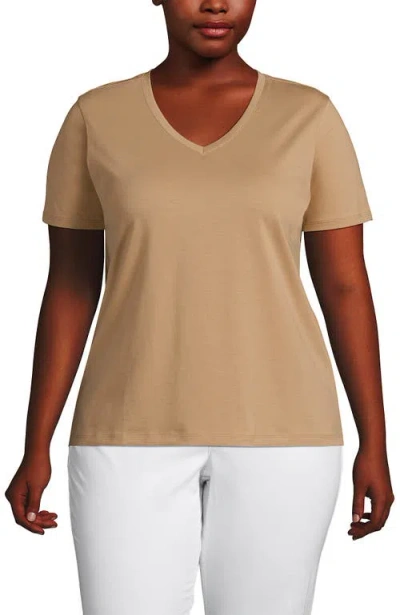 Lands' End Relaxed Supima Cotton V-neck T-shirt In Soft Nutmeg