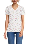 Lands' End Relaxed Supima Cotton V-neck T-shirt In White Tiny Wildflowers