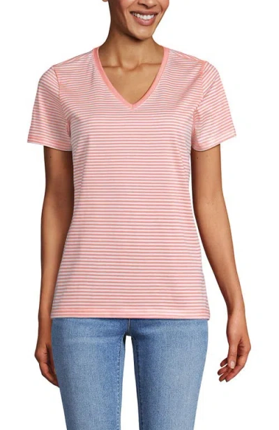 Lands' End Relaxed Supima Cotton V-neck T-shirt In Pink