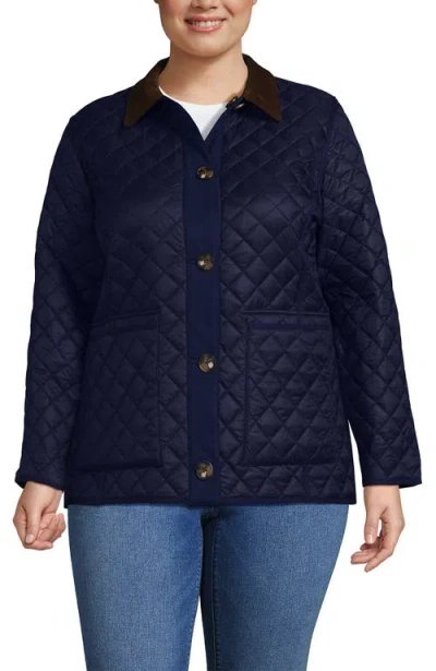 Lands' End Reversible Barn Quilted Jacket In Blue