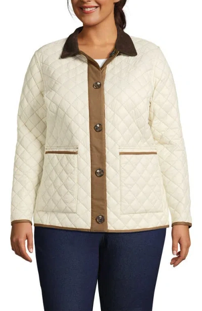 Lands' End Reversible Barn Quilted Jacket In Honey Beige/ivory Pearl
