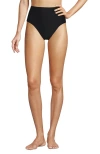 Lands' End Ribbed Smoothing High Waisted Bikini Bottoms In Black Ottoman
