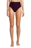 Lands' End Ribbed Smoothing High Waisted Bikini Bottoms In Dark Wine Ottoman