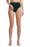 Lands' End Ribbed Smoothing High Waisted Bikini Bottoms In Deep Balsam