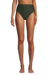 Lands' End Ribbed Smoothing High Waisted Bikini Bottoms In Rich Olive Green Ottoman