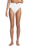 Lands' End Ribbed Smoothing High Waisted Bikini Bottoms In White Ottoman