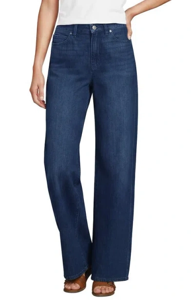 Lands' End Rigid Denim Mid Rise Baggy Jeans In Blue