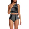 LANDS' END LANDS' END RUCHED ONE SHOULDER MIDKINI SWIMSUIT TOP