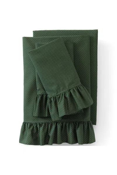 Lands' End Ruffle Bed Sheet Set In Green