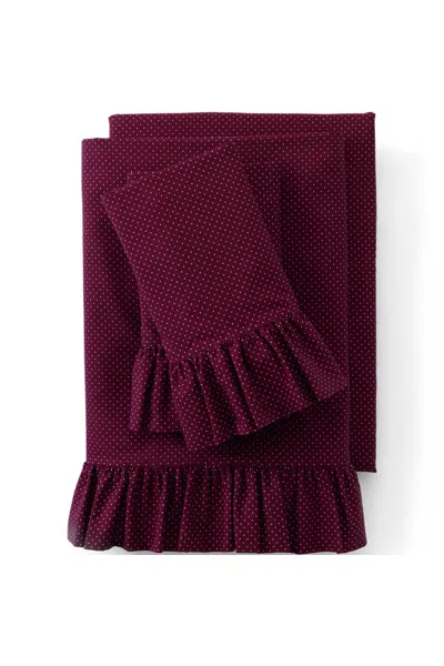 Lands' End Ruffle Bed Sheet Set In Red