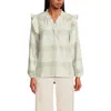 Lands' End Ruffle Front Flannel Popover Blouse In Multi