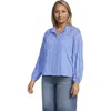 Lands' End Ruffle Neck Button Front Shirt In Clear Blue Sky
