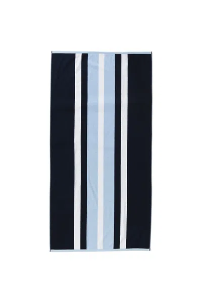 Lands' End Rugby Stripe Beach Towel In Blue