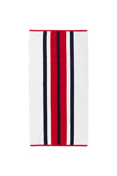 Lands' End Rugby Stripe Beach Towel In White