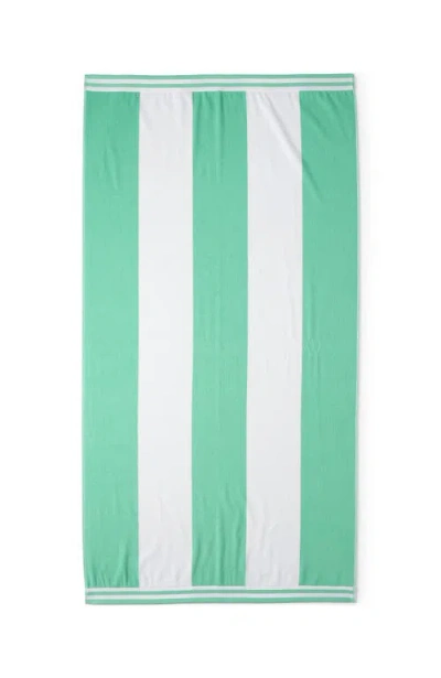 Lands' End Rugby Stripe Reversible Beach Towel In Green