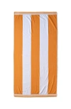 Lands' End Rugby Stripe Reversible Beach Towel In Sweet Mango White Stripe