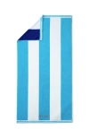 Lands' End Rugby Stripe Reversible Beach Towel In Turquoise Stripe