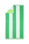 Lands' End Rugby Stripe Reversible Beach Towel In Wintergreen Stripe