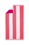 Lands' End Rugby Stripe Reversible Beach Towel In Wood Lily Stripe
