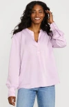 Lands' End Satin Popover Shirt In Pink Amethyst