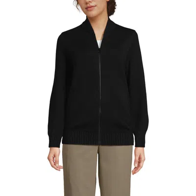 Lands' End School Uniform Adult Legacy Full Zip Cardigan In Black