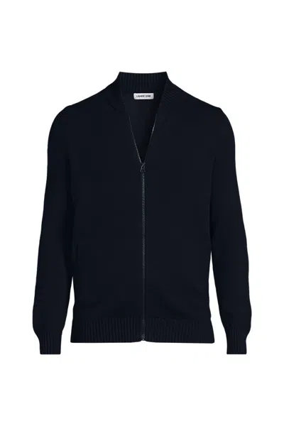 Lands' End School Uniform Adult Legacy Full Zip Cardigan In Blue