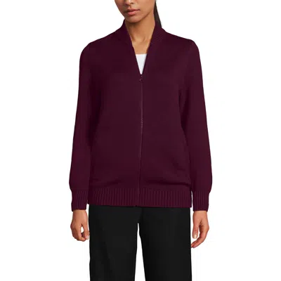 Lands' End School Uniform Adult Legacy Full Zip Cardigan In Burgundy