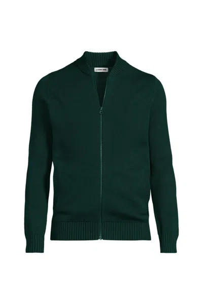 Lands' End School Uniform Adult Legacy Full Zip Cardigan In Green
