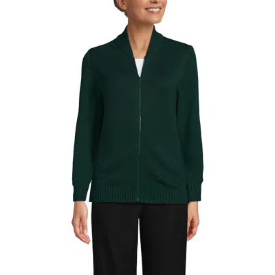 Lands' End School Uniform Adult Legacy Full Zip Cardigan In Green