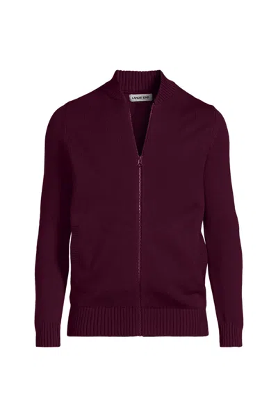 Lands' End School Uniform Adult Legacy Full Zip Cardigan In Purple
