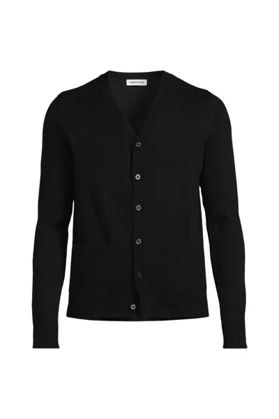 Lands' End School Uniform Adult Legacy Varsity Cardigan In Black