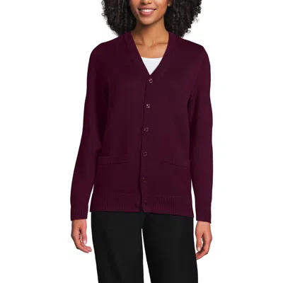 Lands' End School Uniform Adult Legacy Varsity Cardigan In Burgundy