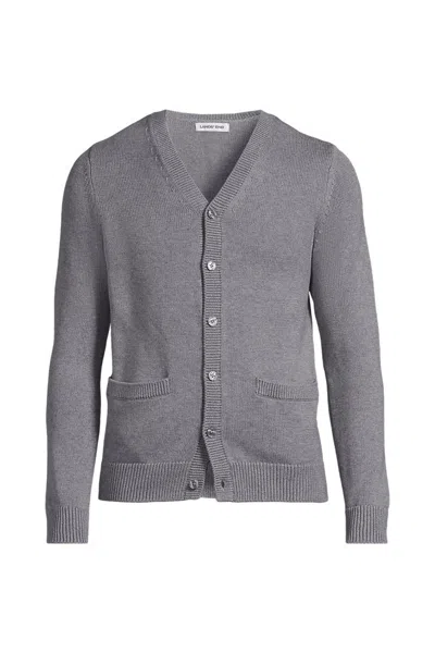 Lands' End School Uniform Adult Legacy Varsity Cardigan In Gray
