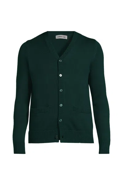 Lands' End School Uniform Adult Legacy Varsity Cardigan In Green
